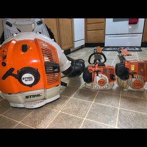 Stihl BR600 backpack blower and stihl trimmers
